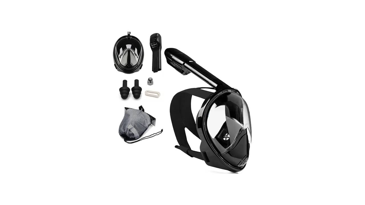 Máscara de Mergulho Snorkel Full Face: Visão Panorâmica e Suporte para Câmera